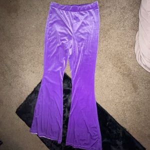 SHEIN purple velvet flared pants